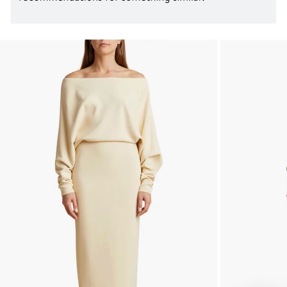 NWT - KHAITE Off-Shoulder Cream Wool Dress - Picture 2 of 7